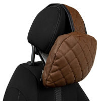 Verstellbares Kopfstützenkissen aus Kunstleder, braun Rautensteppung